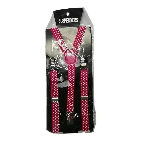 NWT Suspenders Pink White Polka Dot *READ* - Picture 1 of 10